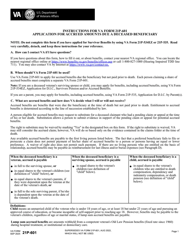 Page 1 of form 21P-601