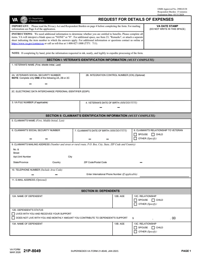 Page 1 of form 21P-8049