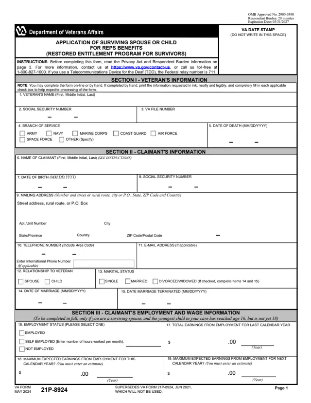 Page 1 of form 21P-8924