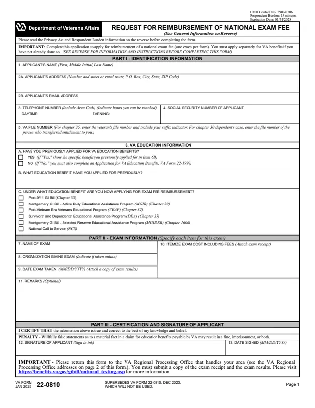 Page 1 of form 22-0810