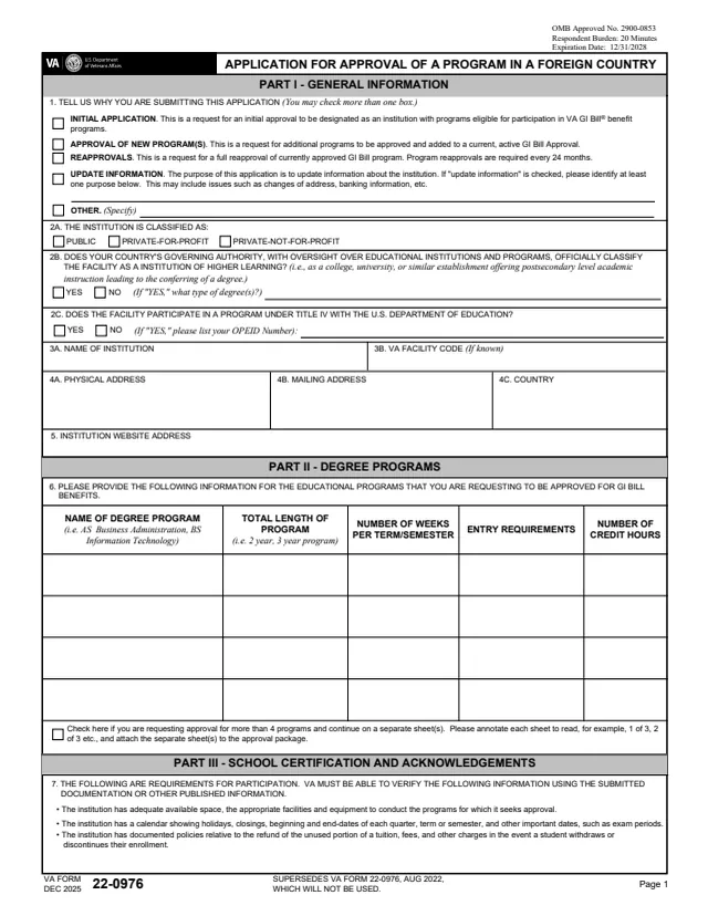 Page 1 of form 22-0976