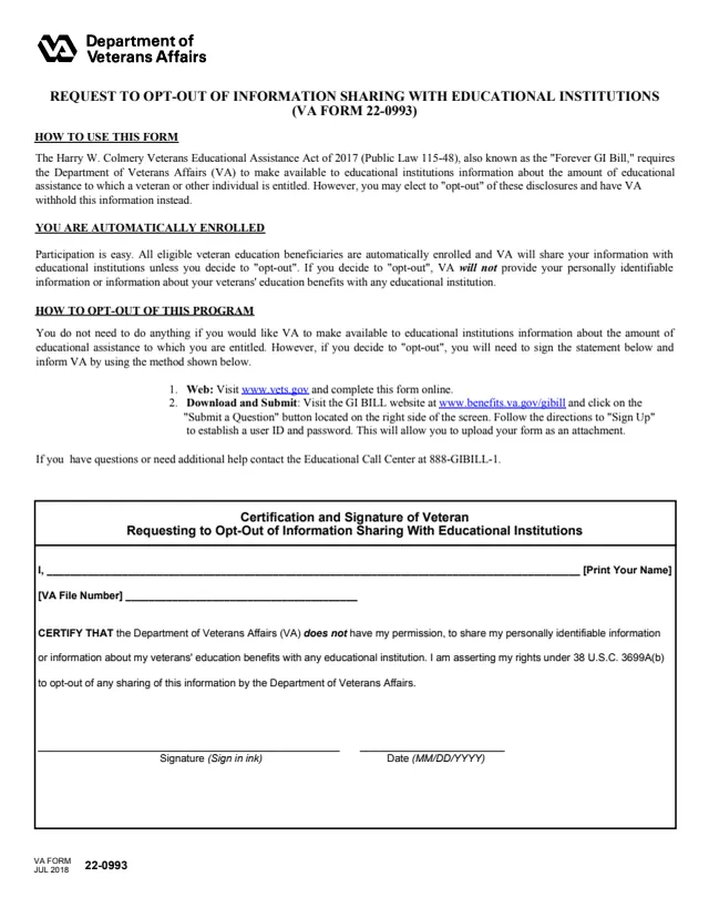 Page 1 of form 22-0993