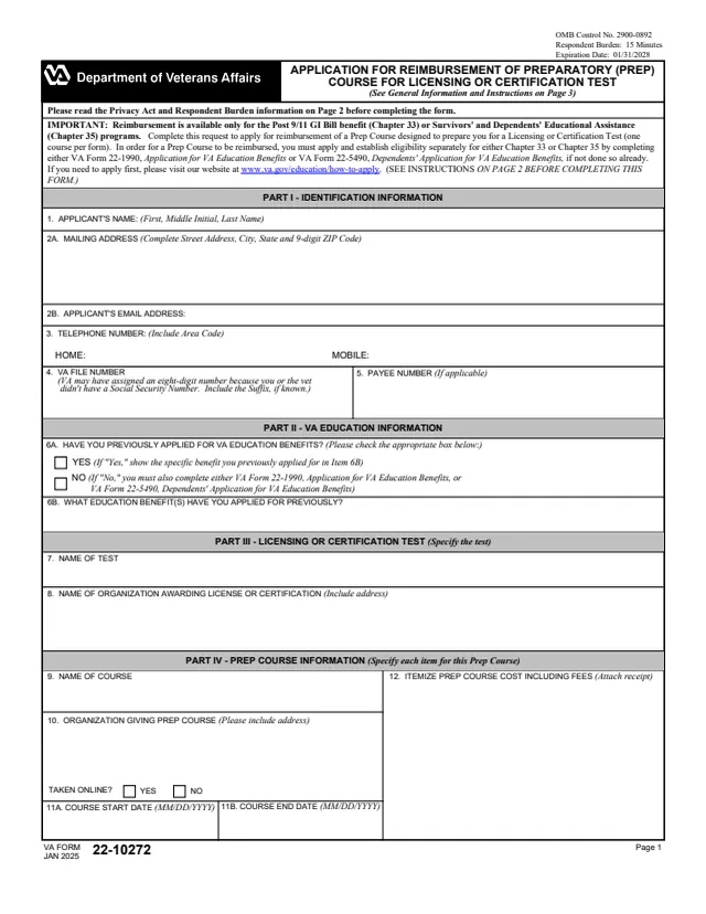 Page 1 of form 22-10272