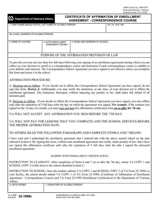 Page 1 of form 22-1999c