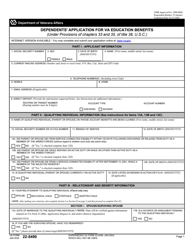 Page 1 of form 22-5490