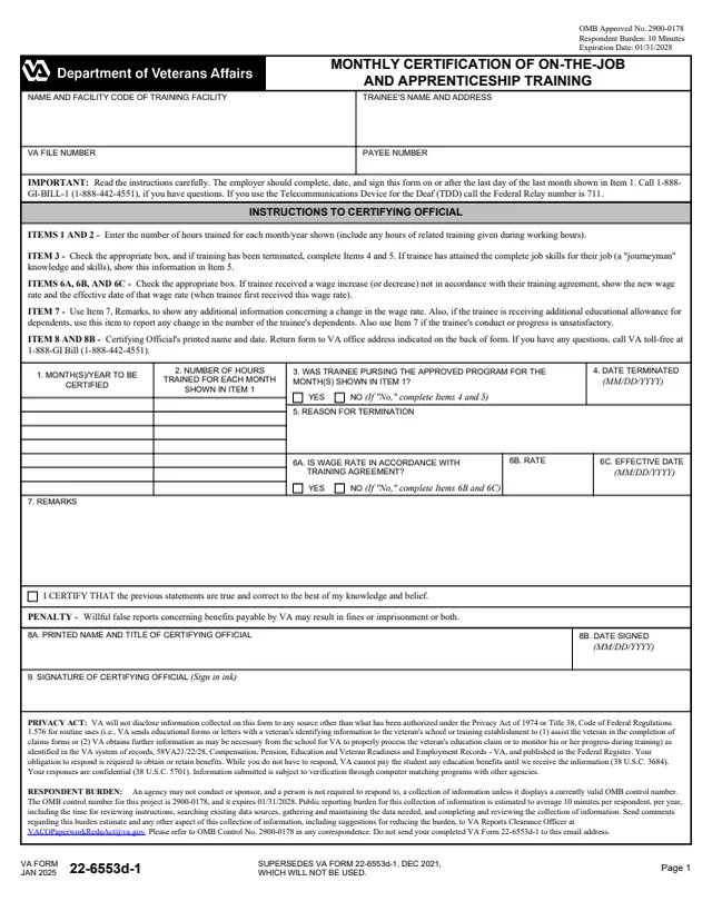 Page 1 of form 22-6553d-1