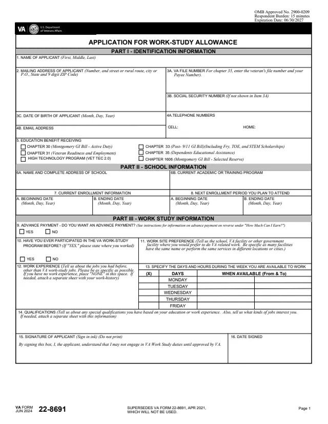 Page 1 of form 22-8691