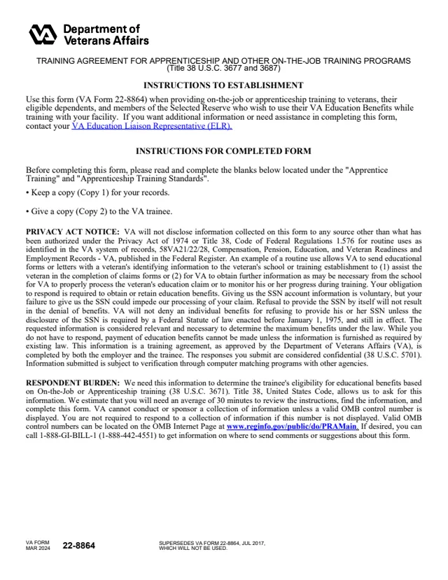 Page 1 of form 22-8864