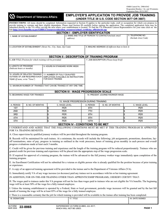 Page 1 of form 22-8865