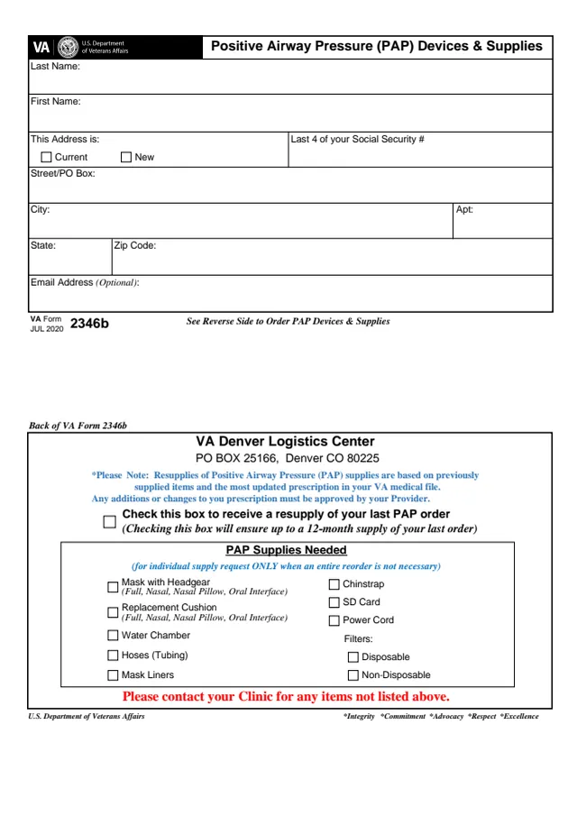 Page 1 of form VA2346b