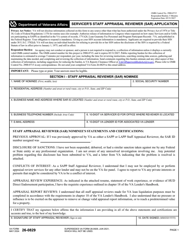Page 1 of form 26-0829