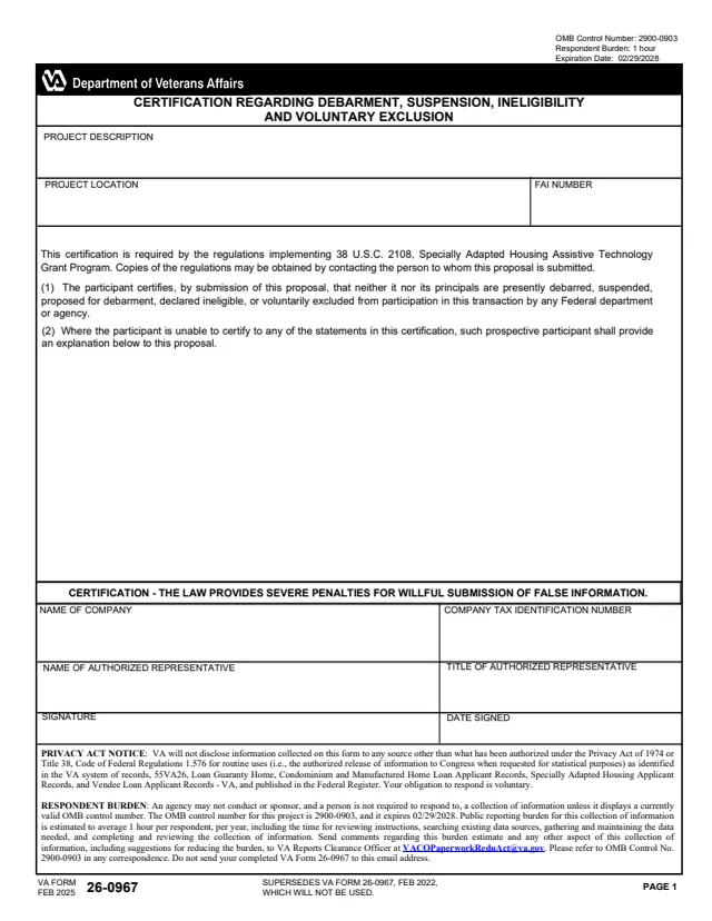 Page 1 of form 26-0967