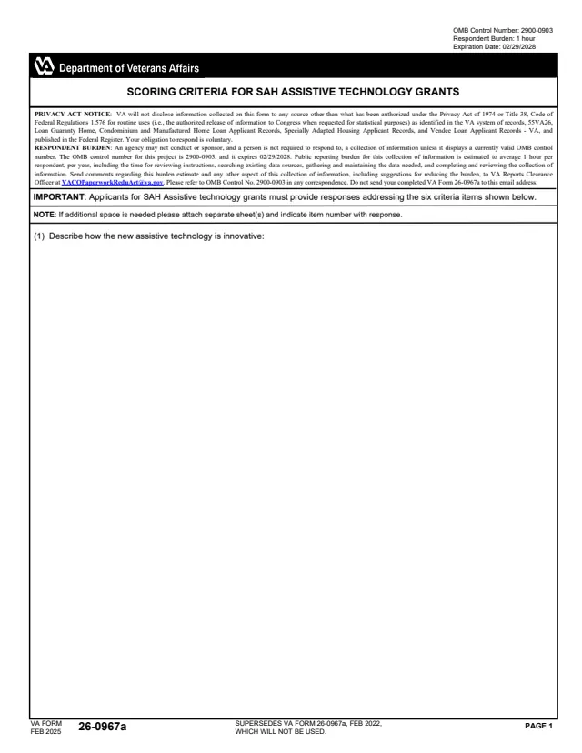 Page 1 of form 26-0967a