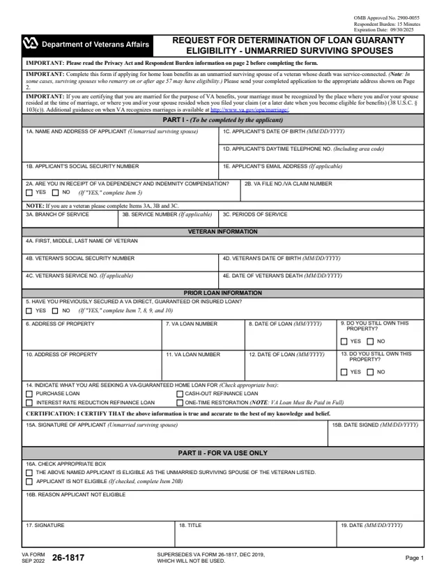 Page 1 of form 26-1817