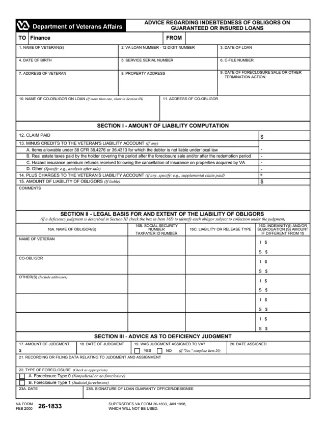 Page 1 of form 26-1833