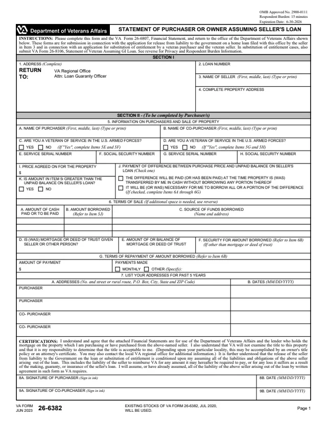 Page 1 of form 26-6382