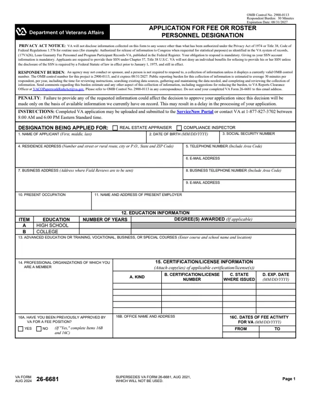 Page 1 of form 26-6681