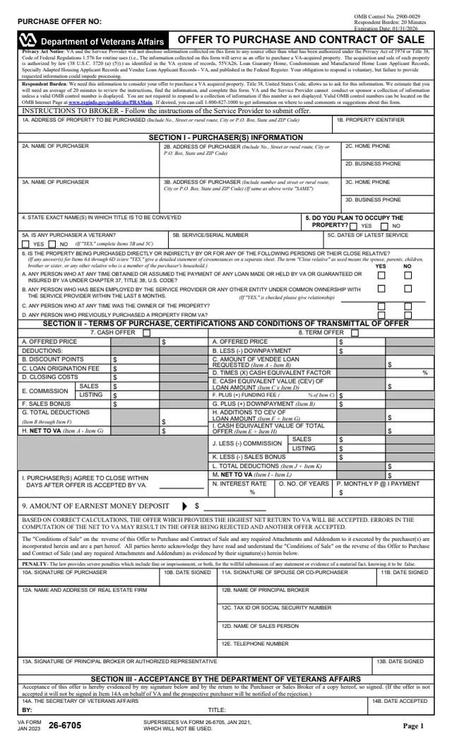 Page 1 of form 26-6705