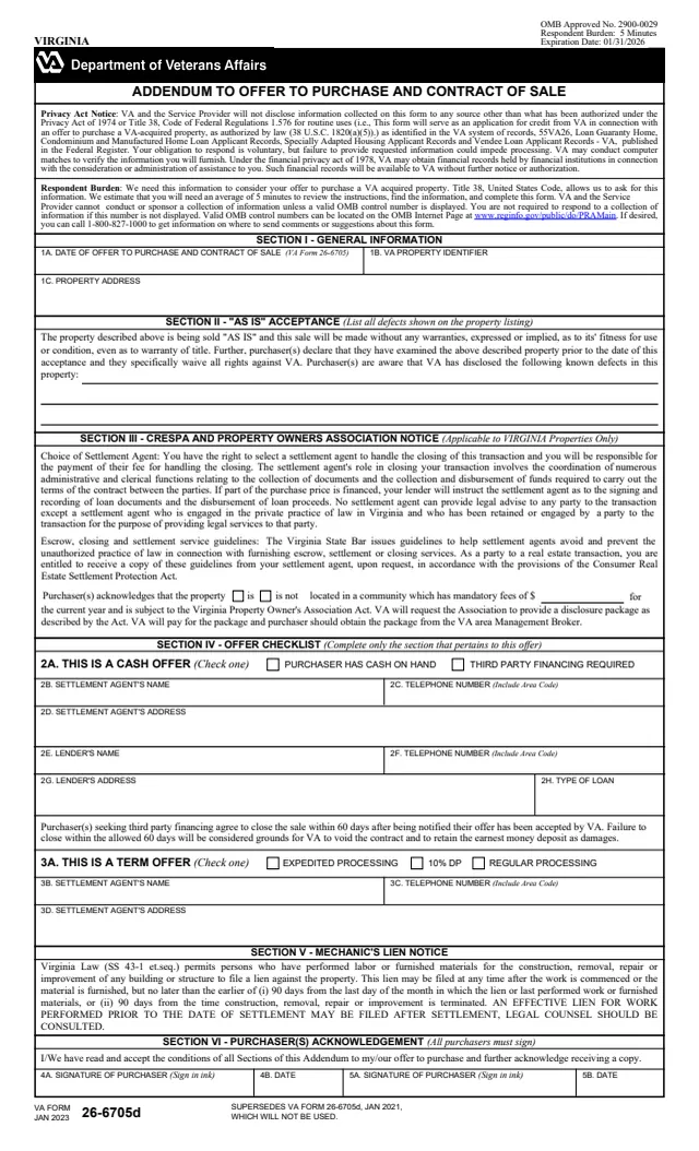 Page 1 of form 26-6705d