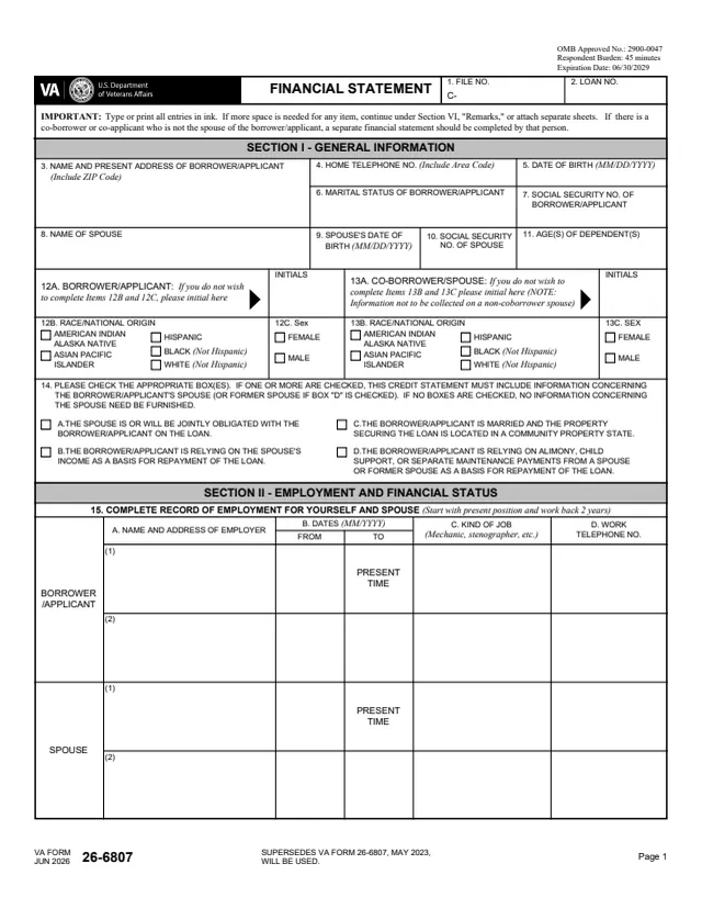 Page 1 of form 26-6807