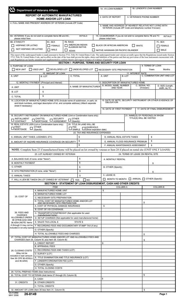 Page 1 of form 26-8149