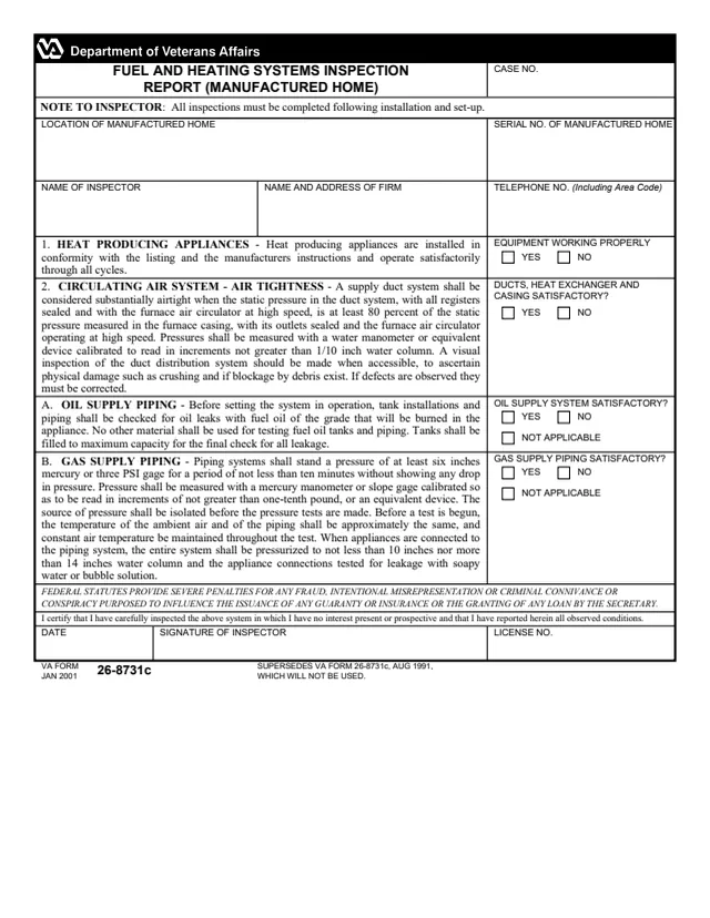 Page 1 of form 26-8731c