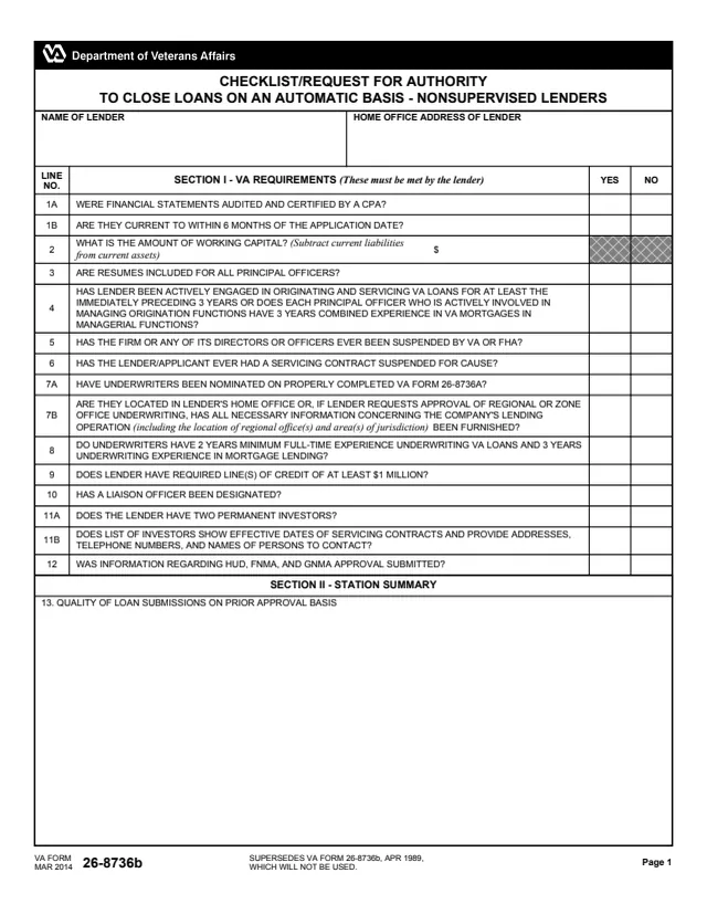 Page 1 of form 26-8736b