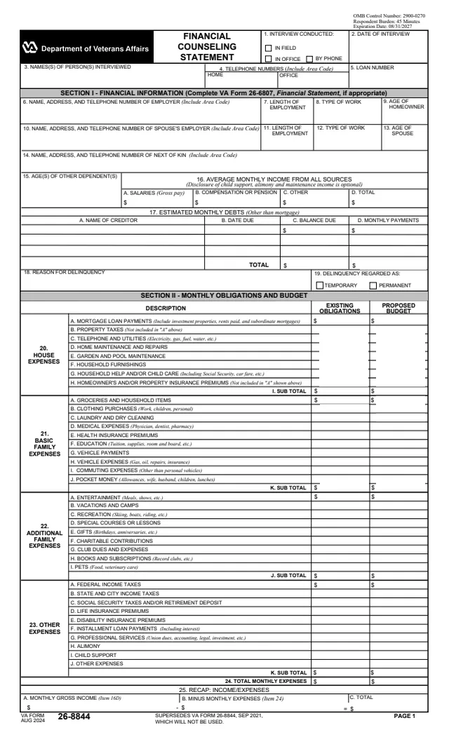 Page 1 of form 26-8844