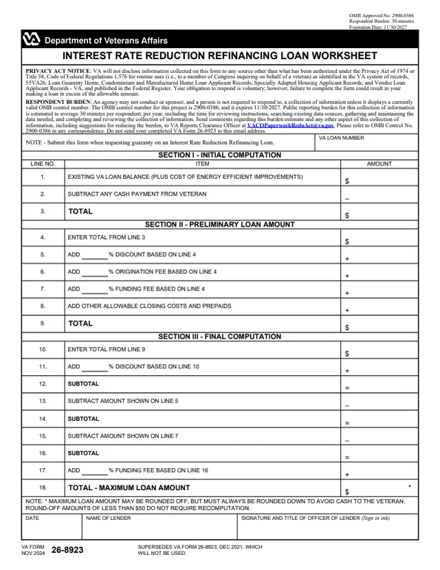 Page 1 of form 26-8923