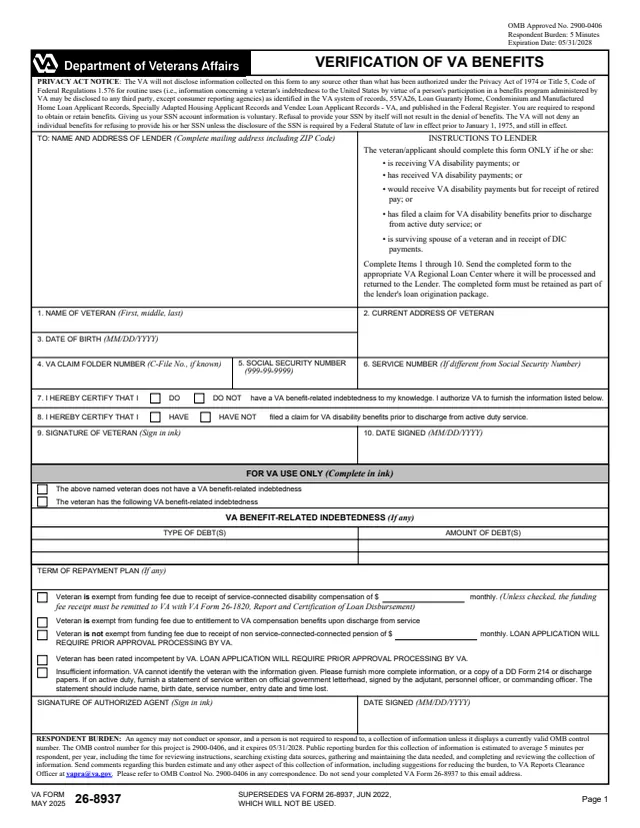 Page 1 of form 26-8937