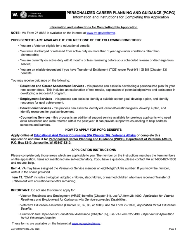 Page 1 of form 27-8832