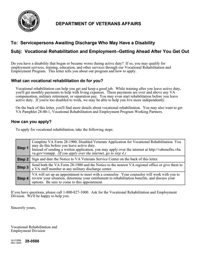 Page 1 of form 28-0588