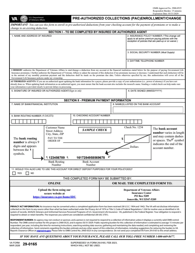 Page 1 of form 29-0165