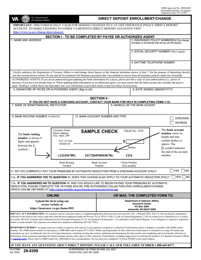 Page 1 of form 29-0309