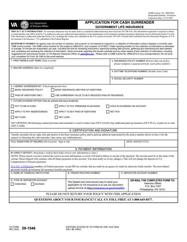 Page 1 of form 29-1546