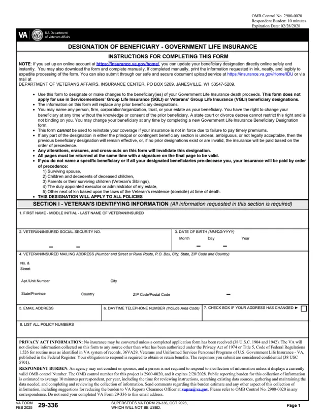 Page 1 of form 29-336