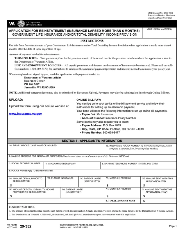 Page 1 of form 29-352