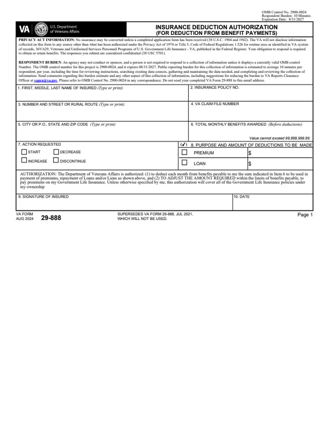 Page 1 of form 29-888