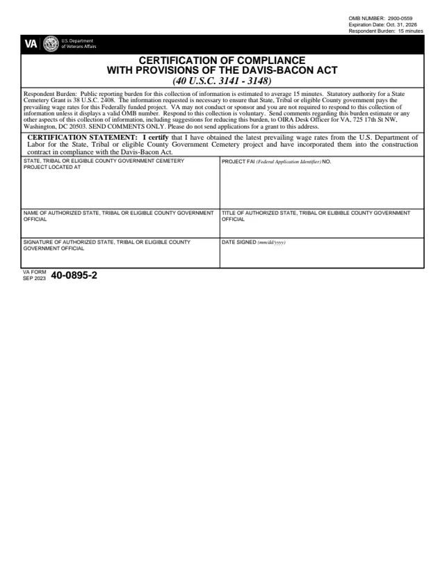 Page 1 of form VA40-0895-2