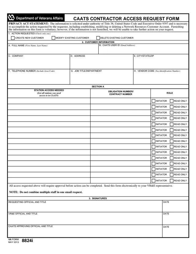 Page 1 of form VA8824i