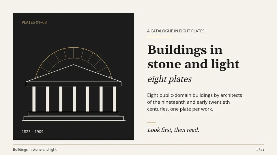 Cover page of the Architecture Editorial example deck