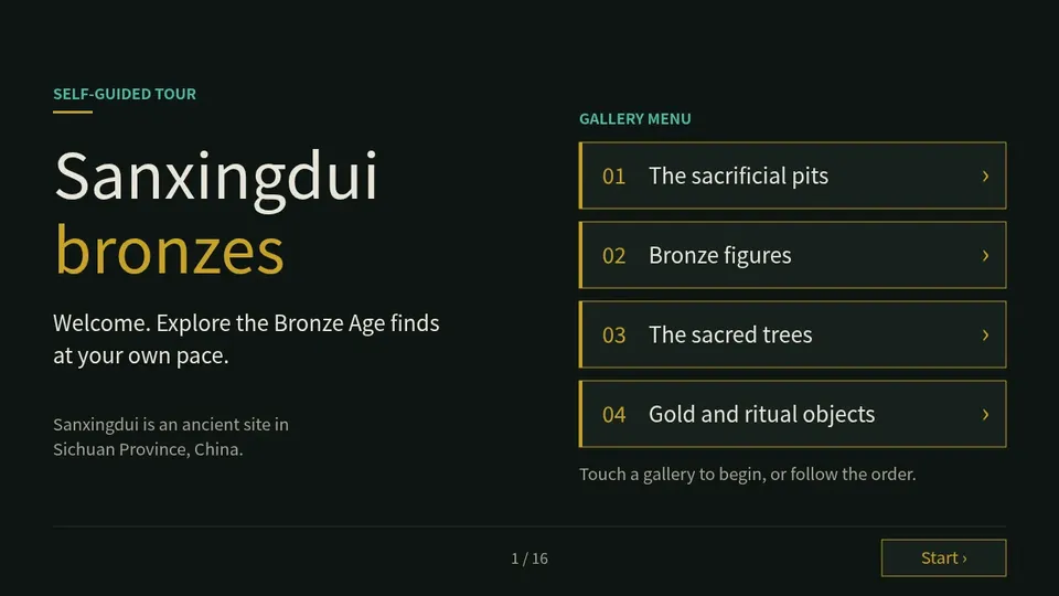 Cover page of the Bronze & Gold Dark Kiosk example deck