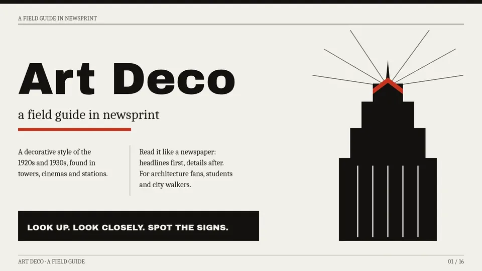 Cover page of the Brutalist Newspaper example deck