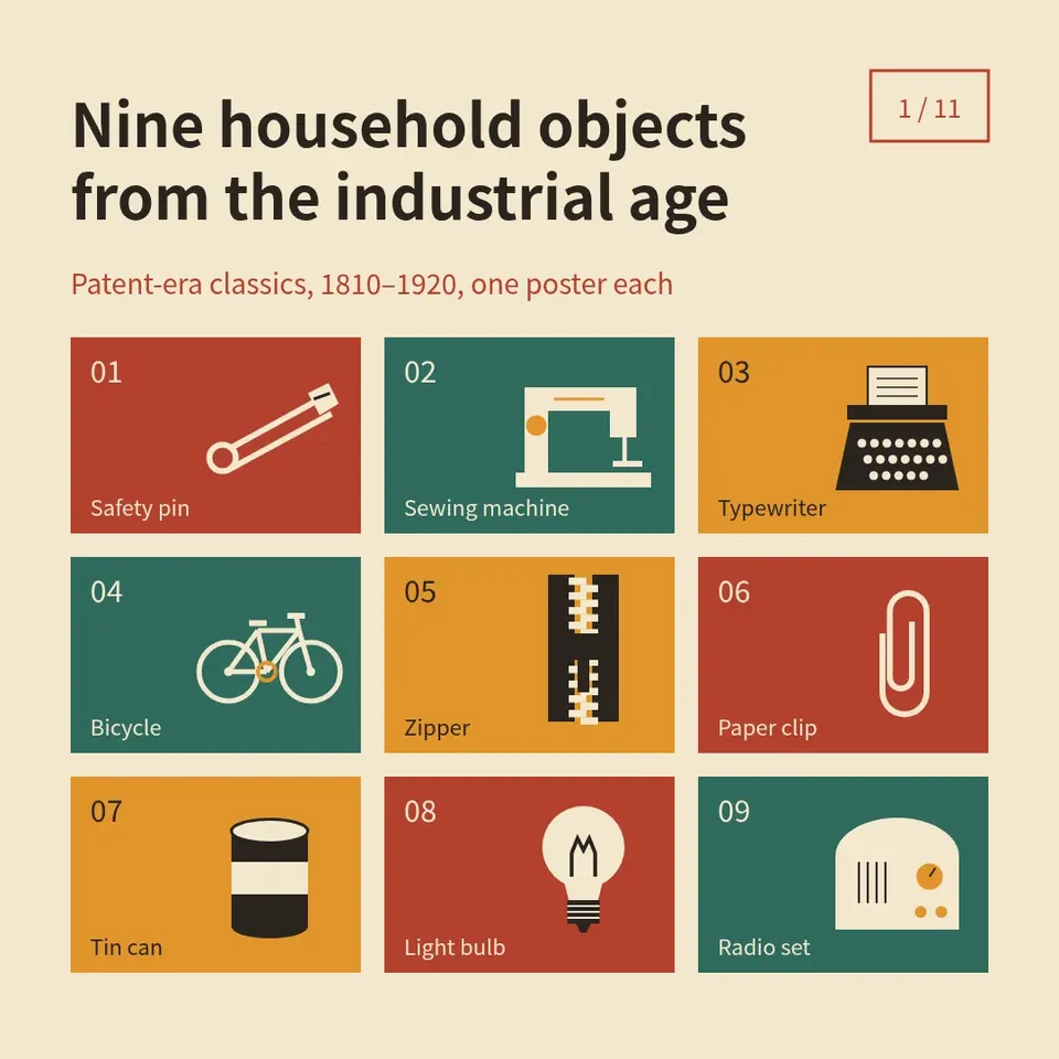 Cover page of the Vintage Poster Grid example deck