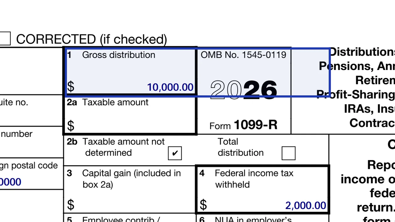 Box 1 of Form 1099-R for the gross distribution before withholding