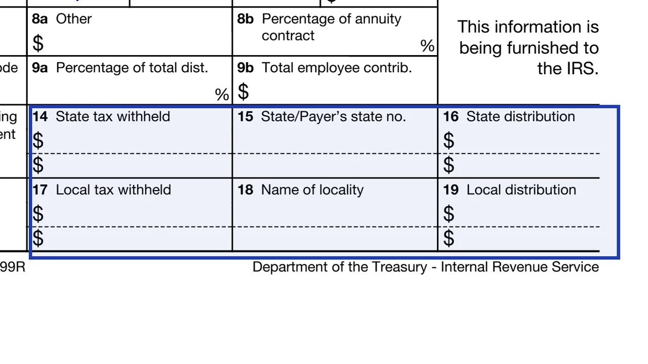 The state and local tax boxes of Form 1099-R