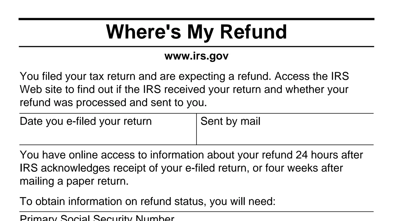 Top of page 1 of Form 13691 (EN-SP): Where's My Refund, as printed by IRS