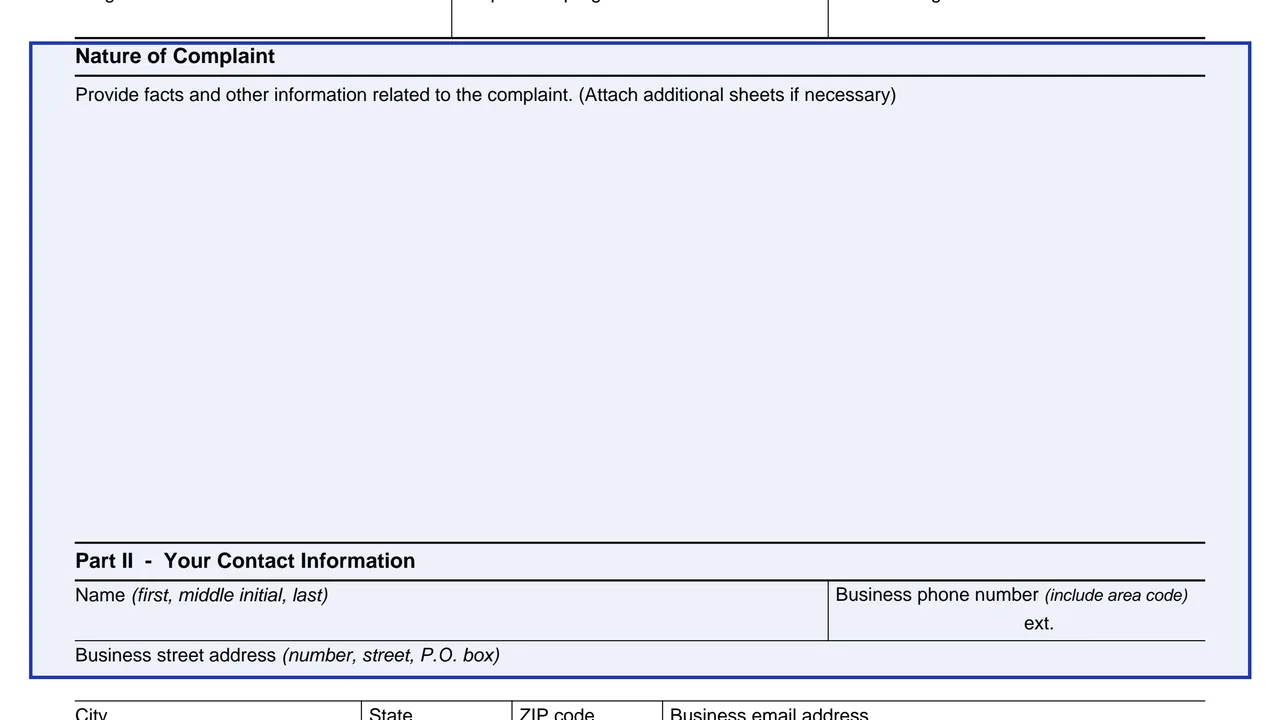 Nature of Complaint on page 1 of Form 14360: Continuing Education Provider Complaint Referral, as printed by IRS