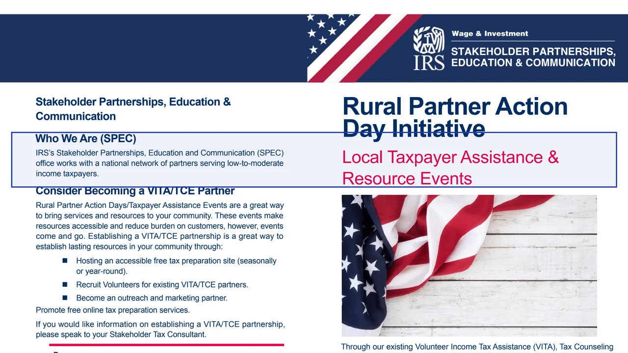 Who We Are (SPEC) on page 1 of Form 15601: Rural Partner Action Day Initiative, as printed by IRS