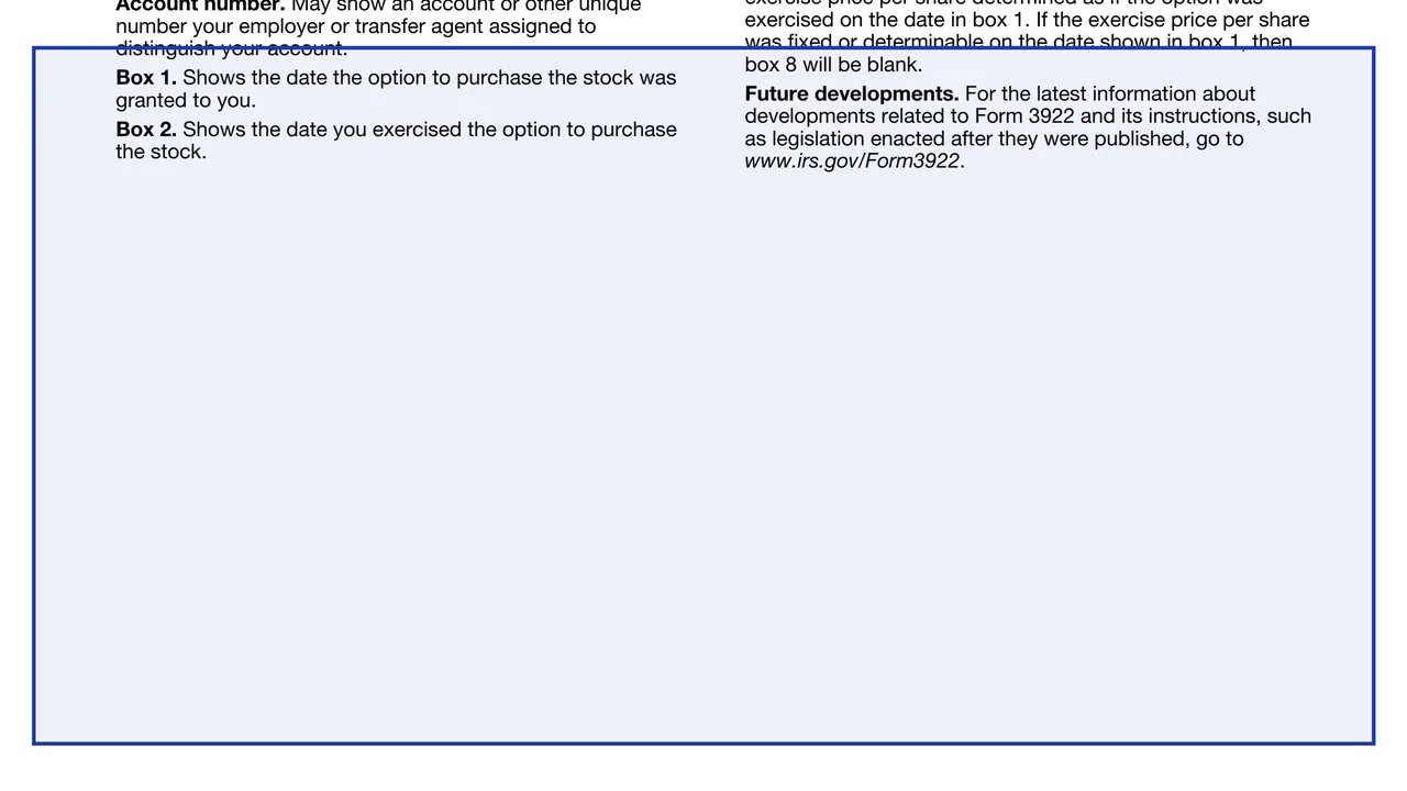 Box 8 on page 3 of Form 3922: Transfer of Stock Acquired Through an Employee Stock Purchase Plan, as printed by IRS